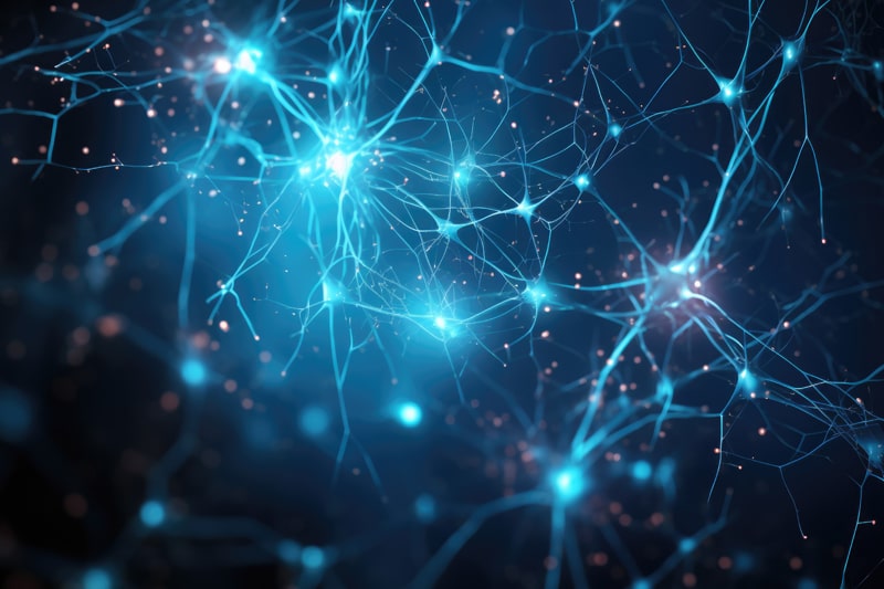 Ilustración digitral simulando redes neuronales